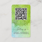 Green Mandala Custom QR Code Earring Display Cards Visitenkarte (Rückseite)