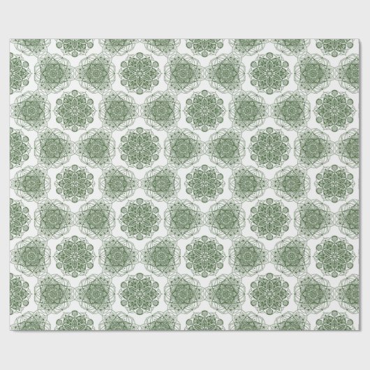 Green Mandala Floral Geschenkpapier (Flach)