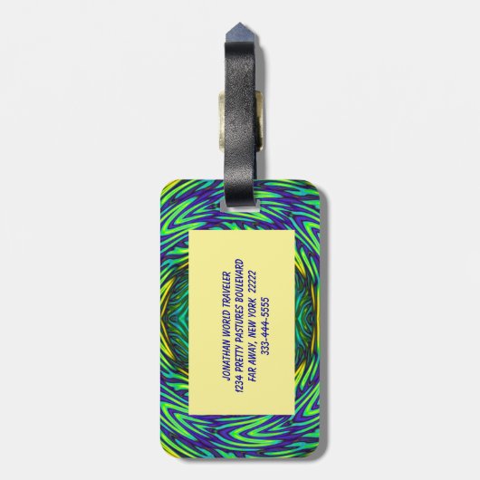 Green Mandala Gepäckanhänger (Rückseite vertikal)