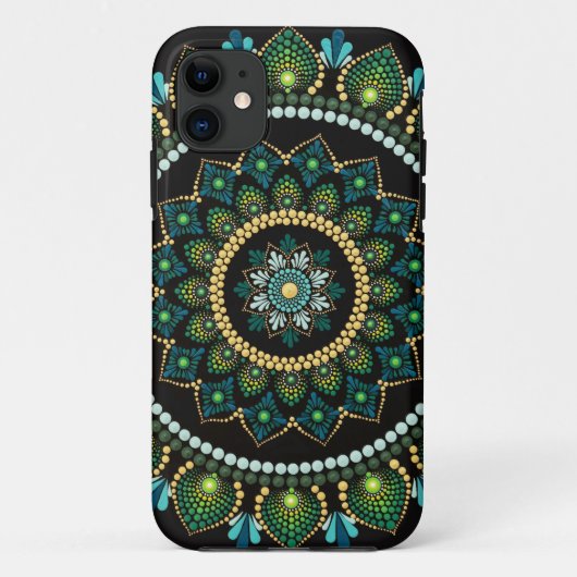 Green Mandala | handbemalt | Heilige Geometrie Case-Mate iPhone Hülle (Rückseite)