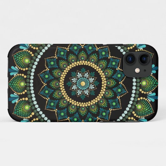 Green Mandala | handbemalt | Heilige Geometrie Case-Mate iPhone Hülle (Rückseite (Horizontal))
