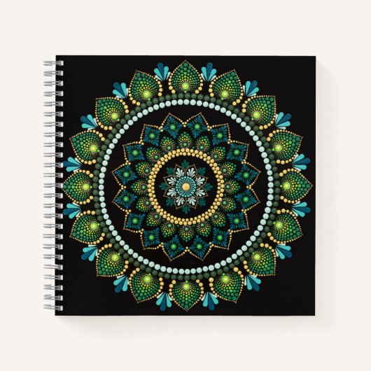 Green Mandala | handbemalt | Heilige Geometrie Notizblock (Vorderseite)