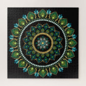 Green Mandala | handbemalt | Heilige Geometrie Puzzle (Horizontal)