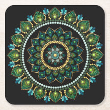 Green Mandala | handbemalt | Heilige Geometrie