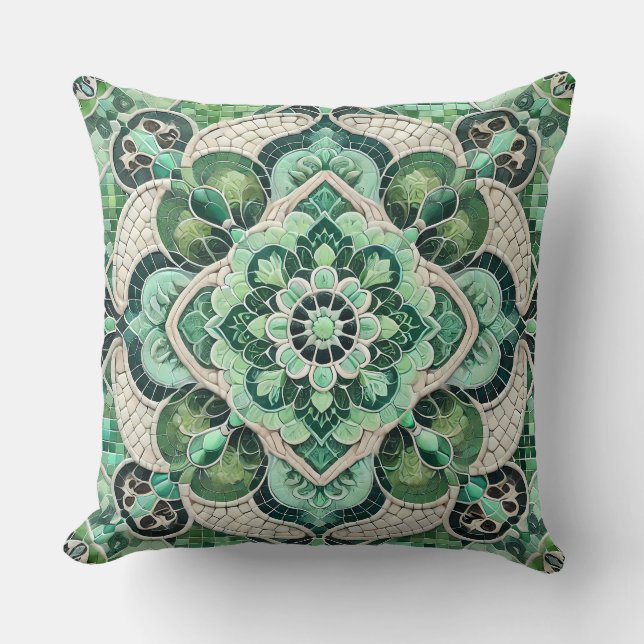 Green Mandala: Harmonie der Natur Kissen (Vorderseite)