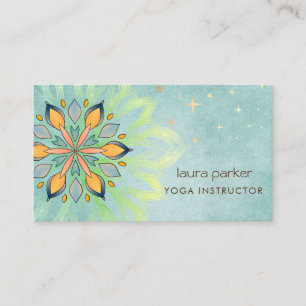 Green Mandala Holistic Lotus Floral Zen Yoga Visitenkarte