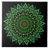 Green Mandala Keramik Tile Fliese (Vorderseite)