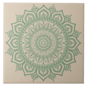Green Mandala Keramik Tile Fliese