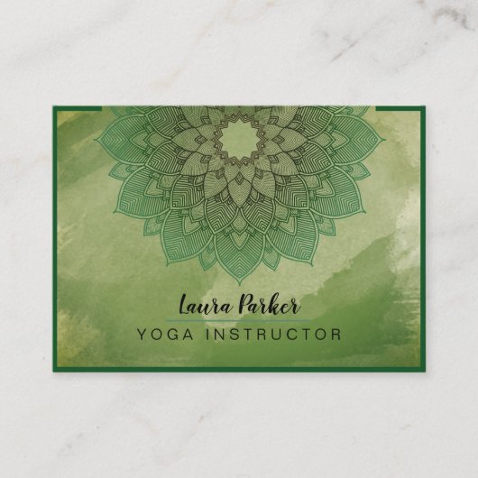 Green Mandala Lotus Meditation Holistischer Yoga Visitenkarte (Vorderseite)