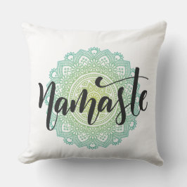 Green Mandala Namaste Pillow Kissen