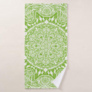 Green Mandala Pattern Badehandtuch