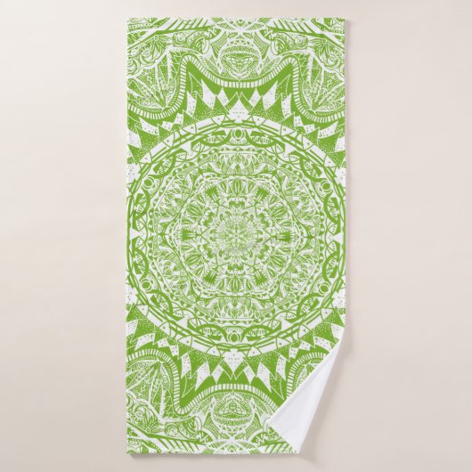 Green Mandala Pattern Badehandtuch (Badehandtuch)