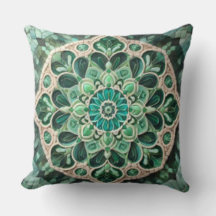 Green Mandala Pattern: Harmonie der Natur Kissen