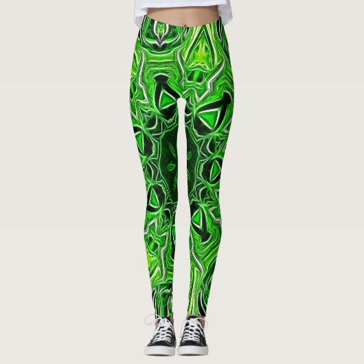 Green Mandala Pattern Leggings (Vorderseite)