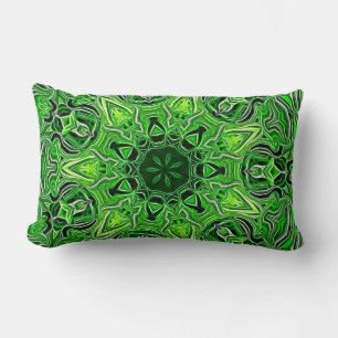 Green Mandala Pattern Lumbar Pillow Lendenkissen