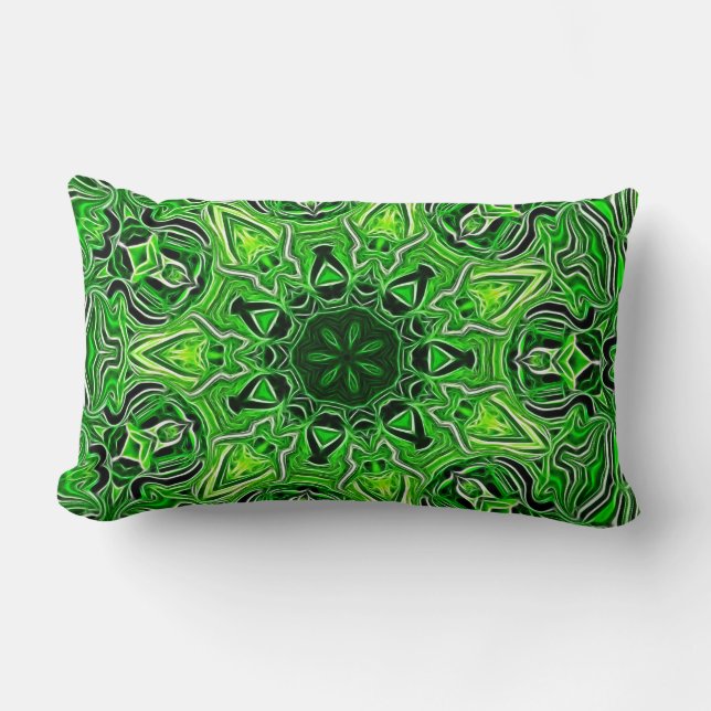 Green Mandala Pattern Lumbar Pillow Lendenkissen (Vorderseite)