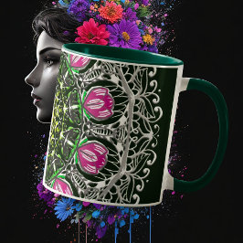 Green Mandala Tasse Rose