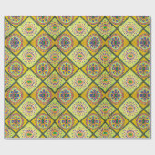 Green Mandala Tiles - Umschlagpapier Geschenkpapier (Flach)