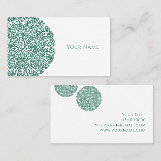 Green Mandala Universe Symbol Business Card Visitenkarte (Vorne/Hinten)