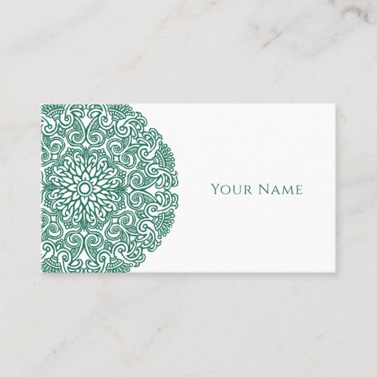 Green Mandala Universe Symbol Business Card Visitenkarte (Vorderseite)
