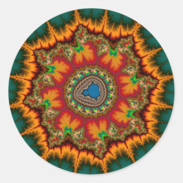 Green Mandelbrot Fraktal Poster Runder Aufkleber