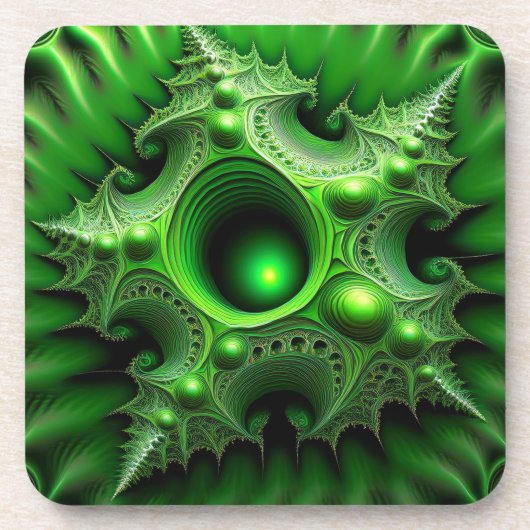 Green Mandelbrot Portal Getränkeuntersetzer (Vorderseite)