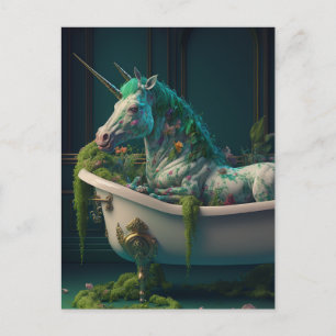 Green Mane Unicorn mit Extra Horn in der Tube Postkarte