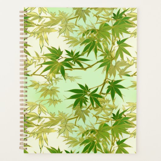 Green Maple Blätter Chiyogami Planner Planer (Vorderseite)