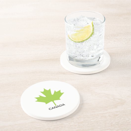 Green Maple Leaf Kanada Getränkeuntersetzer (Seite)