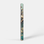 Green marble chic gold glitter monogram samsung galaxy hülle (Rechte Seite)
