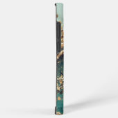 Green marble chic gold glitter monogram samsung galaxy hülle (Rechte Seite)