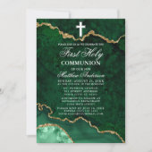 Green Marble Geode Foto Erste Heilige Kommune Einladung (Vorderseite)