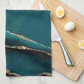 Green Marble Gilded Black Agate Geschirrtuch (Viertel Falte)