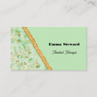 Green Marble Glam Gold & Glitter Visitenkarte