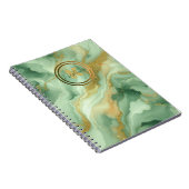 Green Marble Gold Glitzer Accents Name and Initial Notizblock (Rechte Seite)
