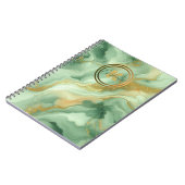 Green Marble Gold Glitzer Accents Name and Initial Notizblock (Linke Seite)