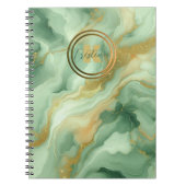Green Marble Gold Glitzer Accents Name and Initial Notizblock (Vorderseite)