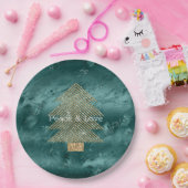 Green Marble Gold Glitzer Weihnachtsbaum Pappteller (Party)