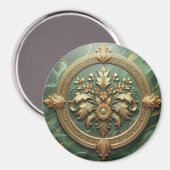 Green Marble Gold Trim Magnet (Vorderseite/Rückseite)