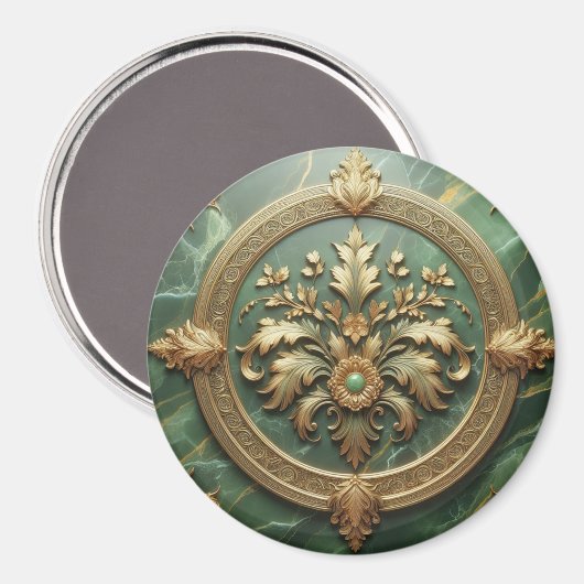 Green Marble Gold Trim Magnet (Vorderseite/Rückseite)