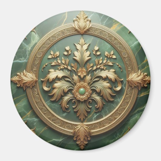Green Marble Gold Trim Magnet (Vorne)