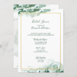 Green Marble Ombre Gold Frame Brautparty Einladung