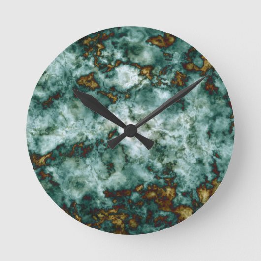 Green Marble Texture With Veins Runde Wanduhr (Vorderseite)