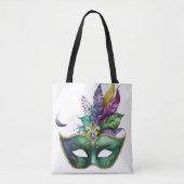 GREEN MARDI GRAS MASK PINK LILA FEATHERS TASCHE (Vorderseite)