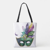 GREEN MARDI GRAS MASK PINK LILA FEATHERS TASCHE (Rückseite)