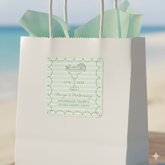 Green Margs and Matrimony Bachelorette Party  Quadratischer Aufkleber