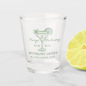 Green Margs and Matrimony Bachelorette Party Schnapsglas (Vorderseite)
