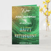 Green Marmor & Gold Glitzer Happy Retirement Karte (Gelbe Blume)