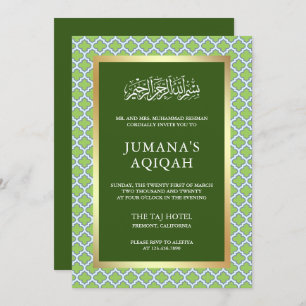Green marokkanisch Quatrefoil Pattern Islamische A Einladung