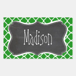 Green marokkanisches Quatrefoil; Chalkboard-Look Rechteckiger Aufkleber